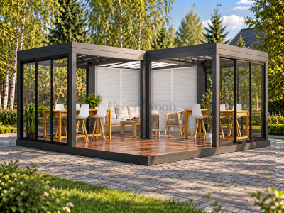 Беседка из дерева модульная с остеклением 6 х 6 м /арт. ГВМ-10-1/